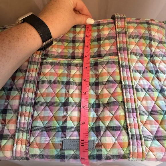 Vera Bradley Medium Tote Bag Purse Shoulder Bag in Gingham Plaid Pattern - Picture 11 of 13
